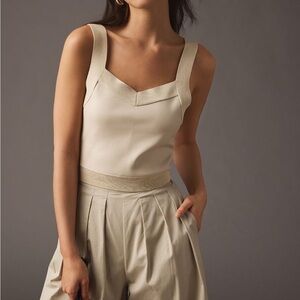Anthropologie Cropped Faux Leather Sweater Tank